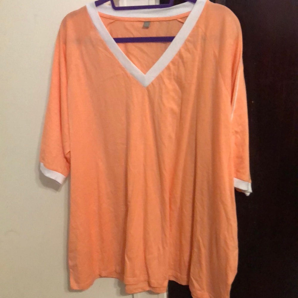 peachy orange sherbet plus size ringer tee